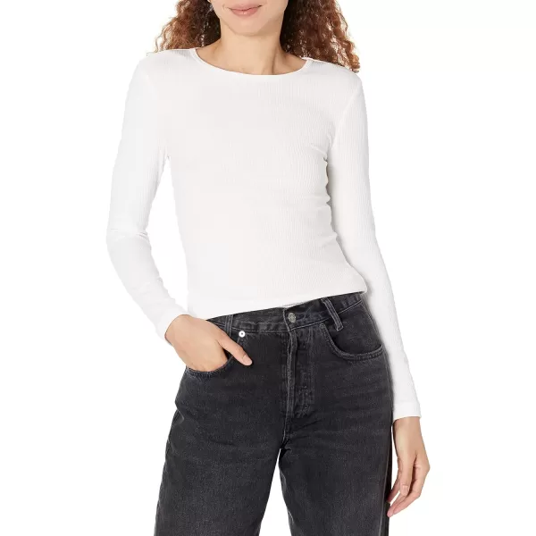 Amazon Essentials Womens SlimFit Layering Long Sleeve Knit Rib Crew Neck Available in Plus Size Pack of 2White