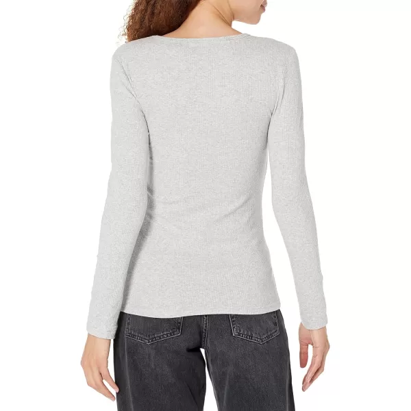 Amazon Essentials Womens SlimFit Layering Long Sleeve Knit Rib Crew Neck Available in Plus Size Pack of 2WhiteGrey