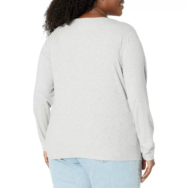 Amazon Essentials Womens SlimFit Layering Long Sleeve Knit Rib Crew Neck Available in Plus Size Pack of 2WhiteGrey