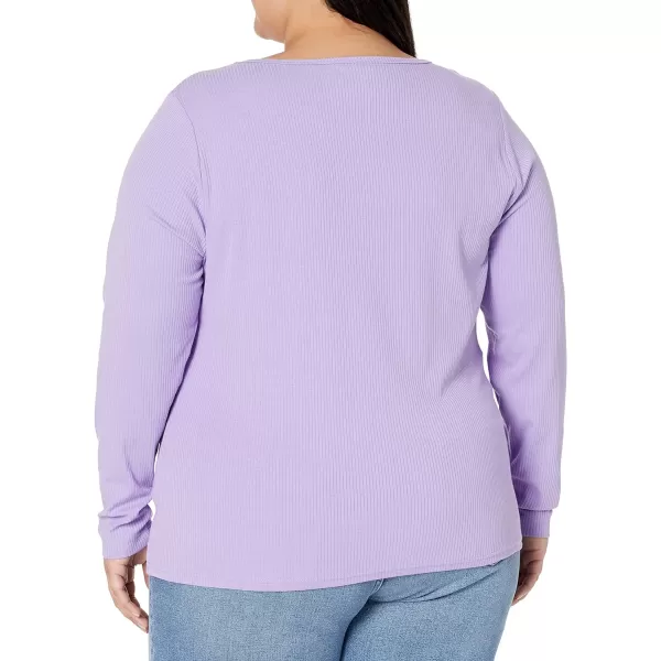 Amazon Essentials Womens SlimFit Layering Long Sleeve Knit Rib Crew Neck Available in Plus Size Pack of 2WhitePurple