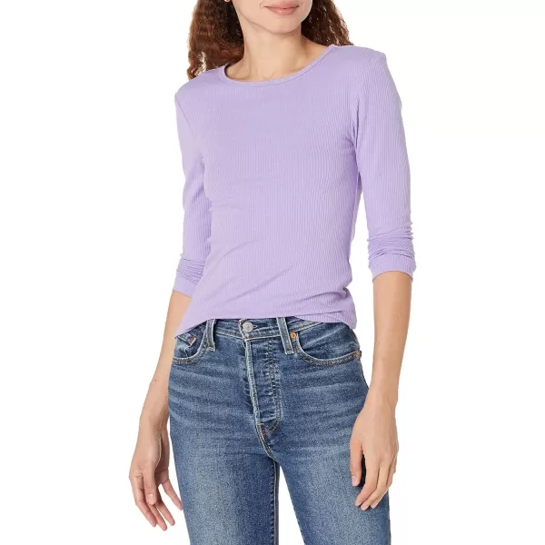 Amazon Essentials Womens SlimFit Layering Long Sleeve Knit Rib Crew Neck Available in Plus Size Pack of 2WhitePurple