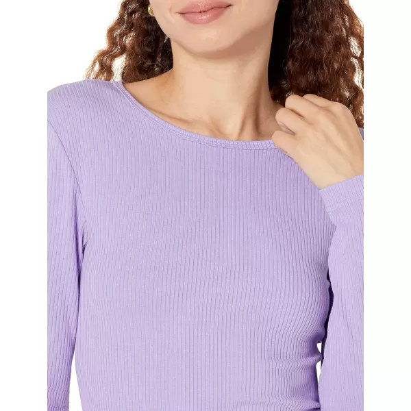 Amazon Essentials Womens SlimFit Layering Long Sleeve Knit Rib Crew Neck Available in Plus Size Pack of 2WhitePurple