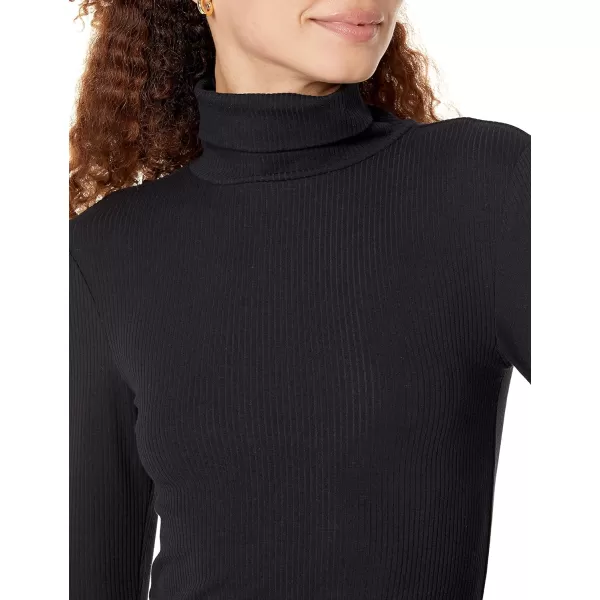 Amazon Essentials Womens SlimFit Layering Long Sleeve Knit Rib Turtleneck Top Available in Plus Size Pack of 2Black