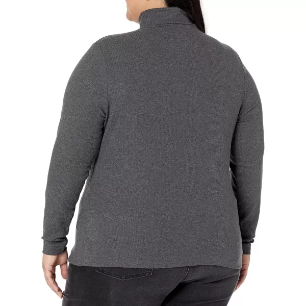 Amazon Essentials Womens SlimFit Layering Long Sleeve Knit Rib Turtleneck Top Available in Plus Size Pack of 2BlackCharcoal Heather