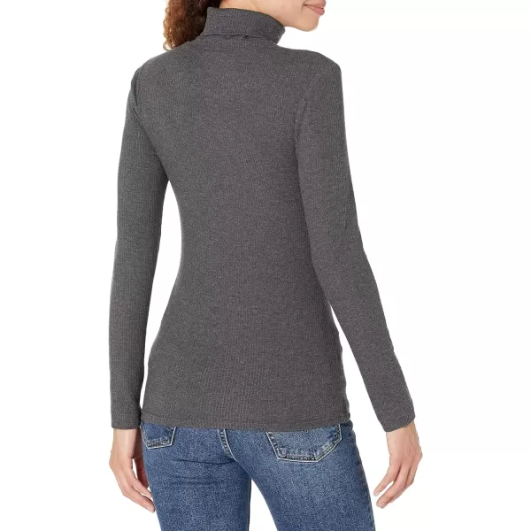 Amazon Essentials Womens SlimFit Layering Long Sleeve Knit Rib Turtleneck Top Available in Plus Size Pack of 2BlackCharcoal Heather