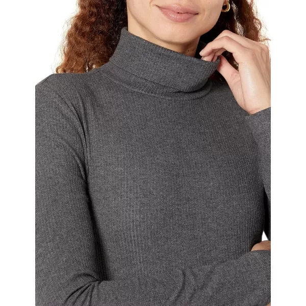 Amazon Essentials Womens SlimFit Layering Long Sleeve Knit Rib Turtleneck Top Available in Plus Size Pack of 2BlackCharcoal Heather