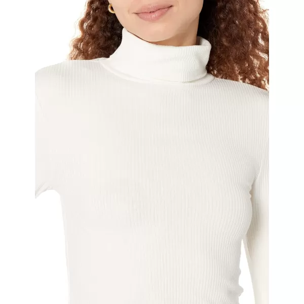 Amazon Essentials Womens SlimFit Layering Long Sleeve Knit Rib Turtleneck Top Available in Plus Size Pack of 2Eggshell WhiteBlack