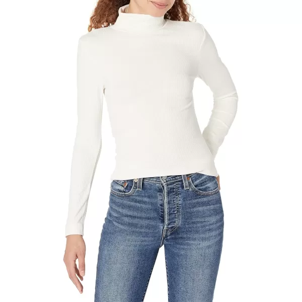 Amazon Essentials Womens SlimFit Layering Long Sleeve Knit Rib Turtleneck Top Available in Plus Size Pack of 2Eggshell WhiteBlack