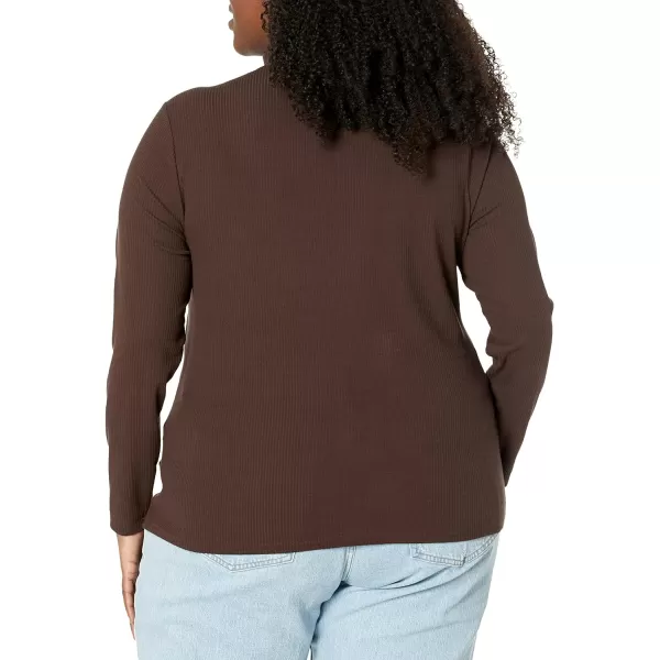 Amazon Essentials Womens SlimFit Layering Long Sleeve Knit Rib Turtleneck Top Available in Plus Size Pack of 2Eggshell WhiteEspresso