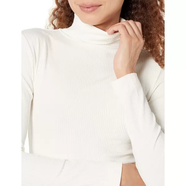 Amazon Essentials Womens SlimFit Layering Long Sleeve Knit Rib Turtleneck Top Available in Plus Size Pack of 2Eggshell WhiteEspresso