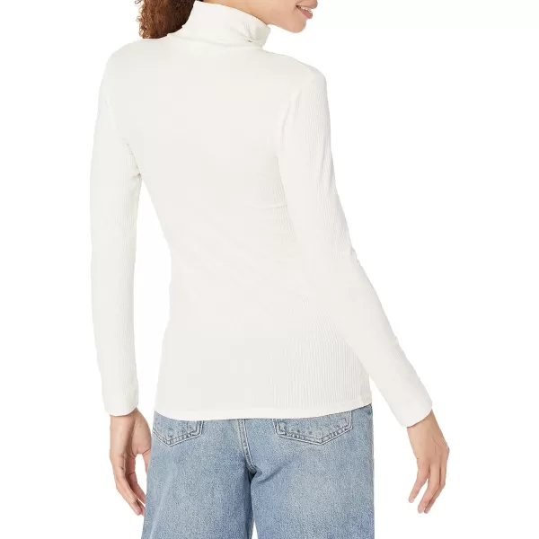 Amazon Essentials Womens SlimFit Layering Long Sleeve Knit Rib Turtleneck Top Available in Plus Size Pack of 2Eggshell WhiteEspresso