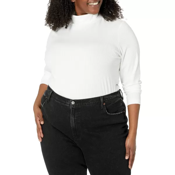 Amazon Essentials Womens SlimFit Layering Long Sleeve Knit Rib Turtleneck Top Available in Plus Size Pack of 2NavyWhite