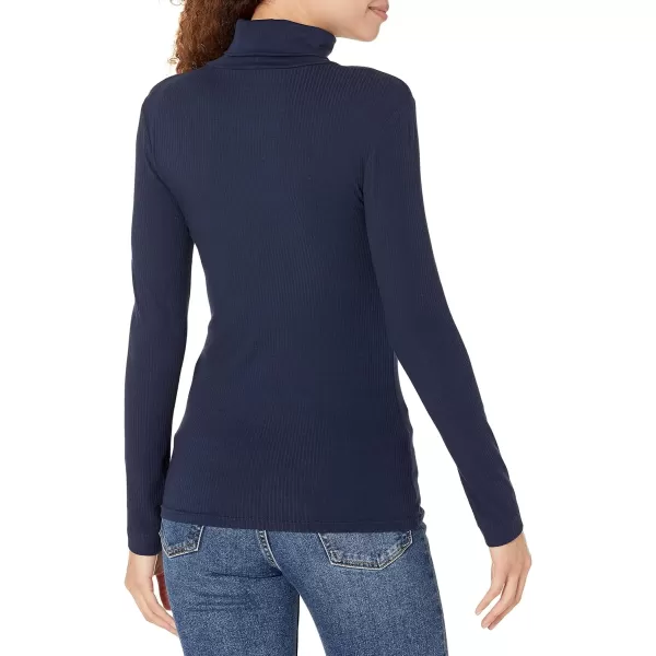 Amazon Essentials Womens SlimFit Layering Long Sleeve Knit Rib Turtleneck Top Available in Plus Size Pack of 2NavyWhite