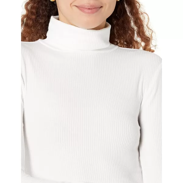 Amazon Essentials Womens SlimFit Layering Long Sleeve Knit Rib Turtleneck Top Available in Plus Size Pack of 2White