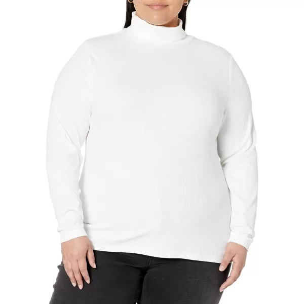 Amazon Essentials Womens SlimFit Layering Long Sleeve Knit Rib Turtleneck Top Available in Plus Size Pack of 2White