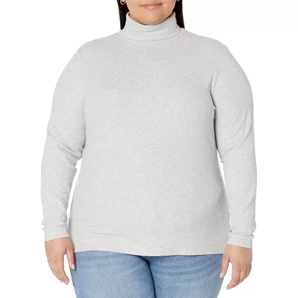 Amazon Essentials Womens SlimFit Layering Long Sleeve Knit Rib Turtleneck Top Available in Plus Size Pack of 2WhiteGrey