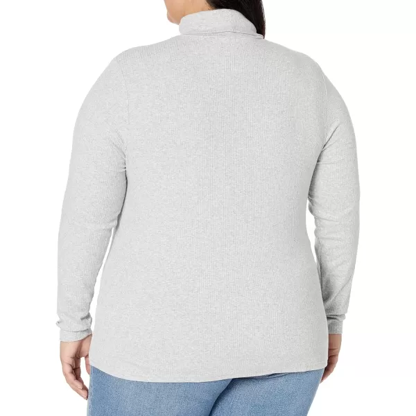 Amazon Essentials Womens SlimFit Layering Long Sleeve Knit Rib Turtleneck Top Available in Plus Size Pack of 2WhiteGrey