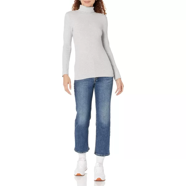 Amazon Essentials Womens SlimFit Layering Long Sleeve Knit Rib Turtleneck Top Available in Plus Size Pack of 2WhiteGrey