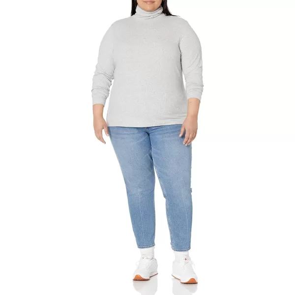 Amazon Essentials Womens SlimFit Layering Long Sleeve Knit Rib Turtleneck Top Available in Plus Size Pack of 2WhiteGrey