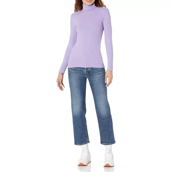 Amazon Essentials Womens SlimFit Layering Long Sleeve Knit Rib Turtleneck Top Available in Plus Size Pack of 2WhitePurple