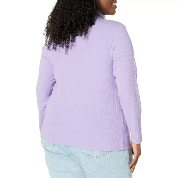 Amazon Essentials Womens SlimFit Layering Long Sleeve Knit Rib Turtleneck Top Available in Plus Size Pack of 2WhitePurple