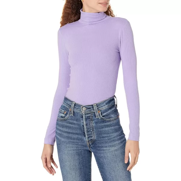 Amazon Essentials Womens SlimFit Layering Long Sleeve Knit Rib Turtleneck Top Available in Plus Size Pack of 2WhitePurple