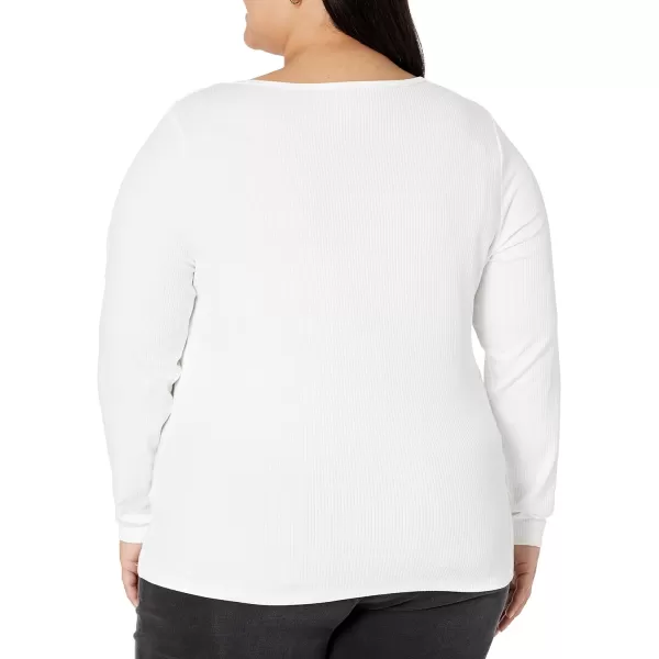 Amazon Essentials Womens SlimFit Layering Long Sleeve Knit Rib VNeck Available in Plus Size Pack of 2White