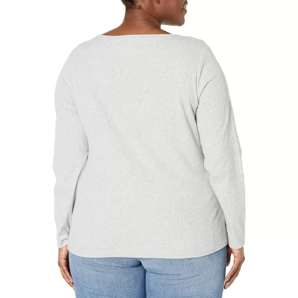 Amazon Essentials Womens SlimFit Layering Long Sleeve Knit Rib VNeck Available in Plus Size Pack of 2WhiteGrey