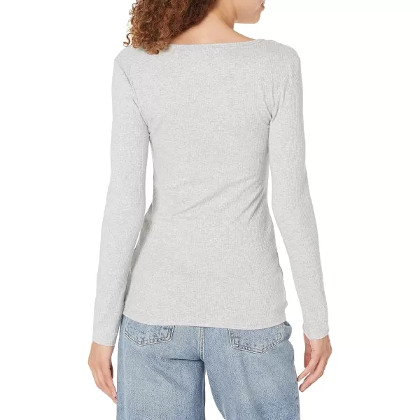 Amazon Essentials Womens SlimFit Layering Long Sleeve Knit Rib VNeck Available in Plus Size Pack of 2WhiteGrey