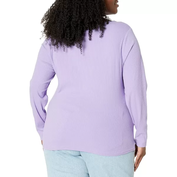 Amazon Essentials Womens SlimFit Layering Long Sleeve Knit Rib VNeck Available in Plus Size Pack of 2WhitePurple