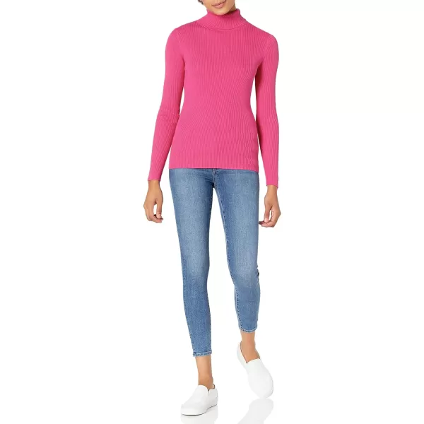 Amazon Essentials Womens SlimFit Lightweight LongSleeve Turtleneck SweaterBright Pink