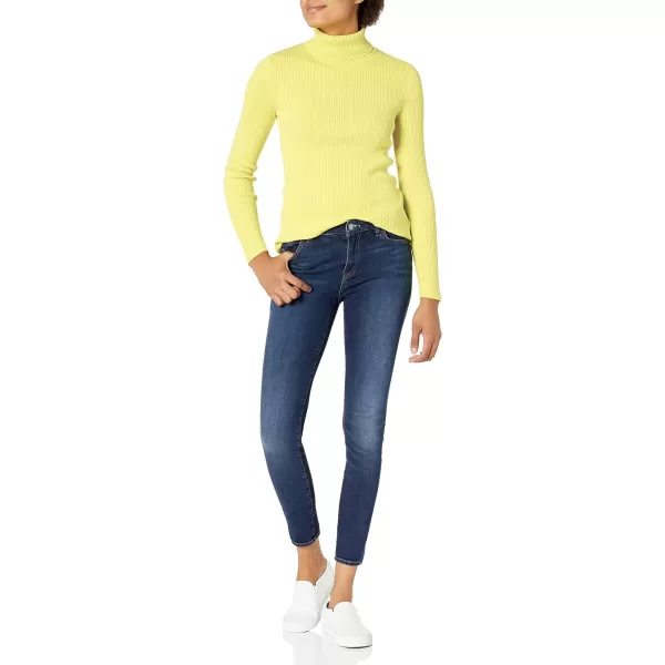 Amazon Essentials Womens SlimFit Lightweight LongSleeve Turtleneck SweaterBright Yellow