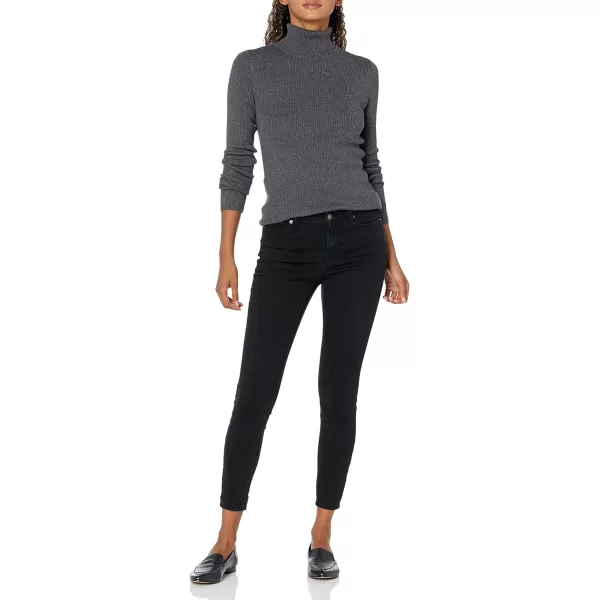 Amazon Essentials Womens SlimFit Lightweight LongSleeve Turtleneck SweaterCharcoal Heather