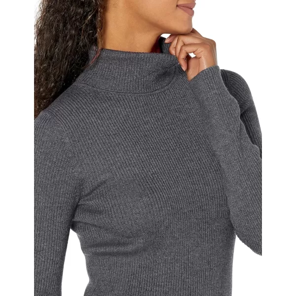 Amazon Essentials Womens SlimFit Lightweight LongSleeve Turtleneck SweaterCharcoal Heather