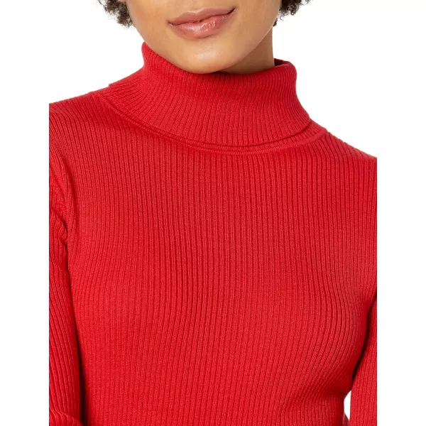 Amazon Essentials Womens SlimFit Lightweight LongSleeve Turtleneck SweaterCherry Red