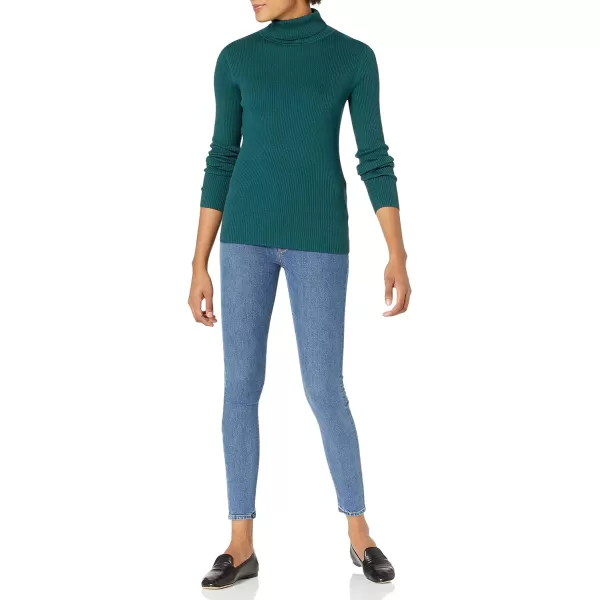 Amazon Essentials Womens SlimFit Lightweight LongSleeve Turtleneck SweaterForest Green