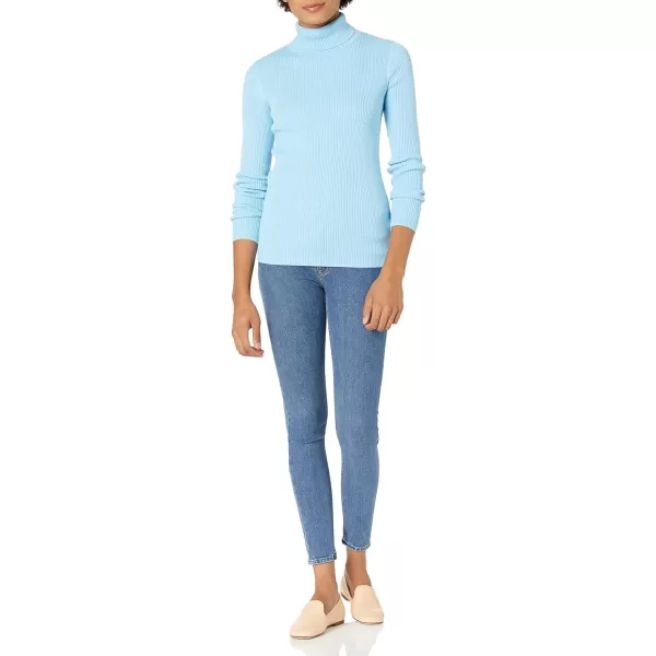 Amazon Essentials Womens SlimFit Lightweight LongSleeve Turtleneck SweaterSky Blue