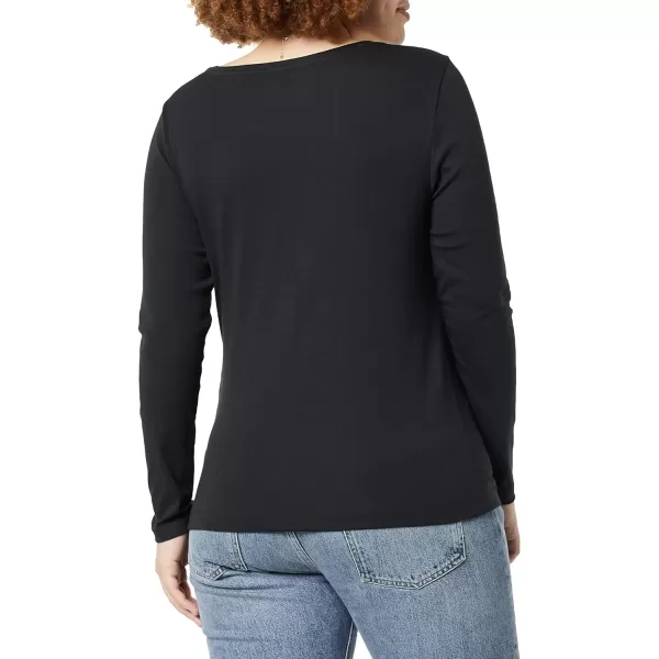 Amazon Essentials Womens SlimFit Long Sleeve Square Neck TShirtBlack