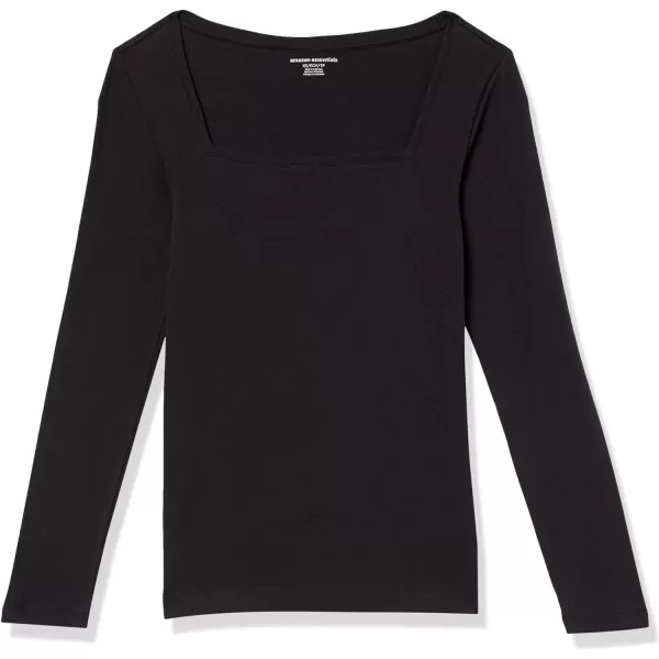 Amazon Essentials Womens SlimFit Long Sleeve Square Neck TShirtBlack