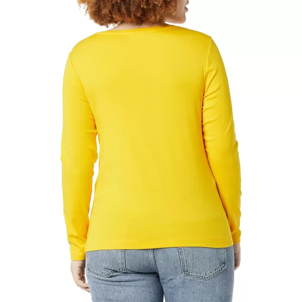 Amazon Essentials Womens SlimFit Long Sleeve Square Neck TShirtGolden Yellow