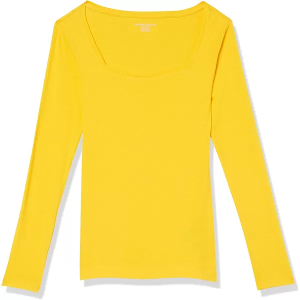 Amazon Essentials Womens SlimFit Long Sleeve Square Neck TShirtGolden Yellow