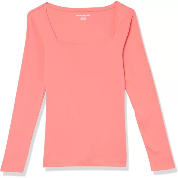 Amazon Essentials Womens SlimFit Long Sleeve Square Neck TShirtHot Pink