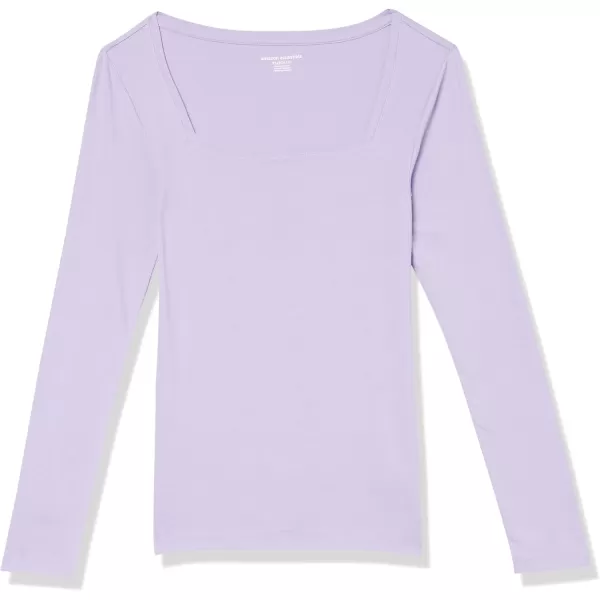 Amazon Essentials Womens SlimFit Long Sleeve Square Neck TShirtLavender