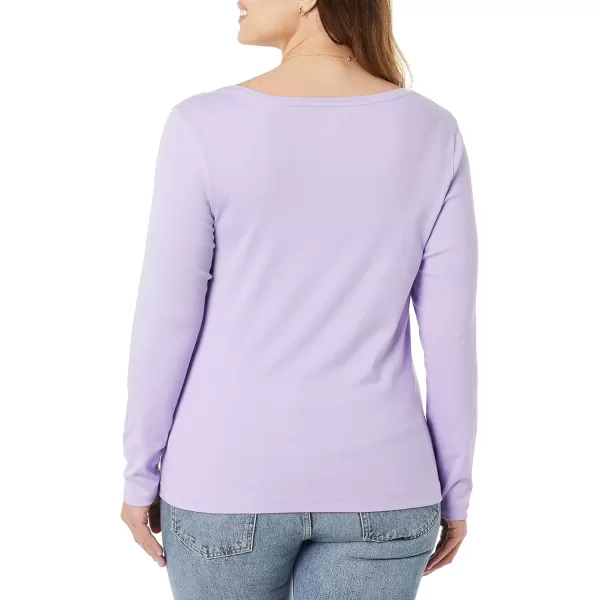 Amazon Essentials Womens SlimFit Long Sleeve Square Neck TShirtLavender