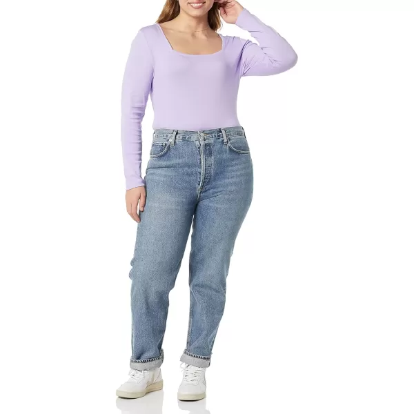 Amazon Essentials Womens SlimFit Long Sleeve Square Neck TShirtLavender