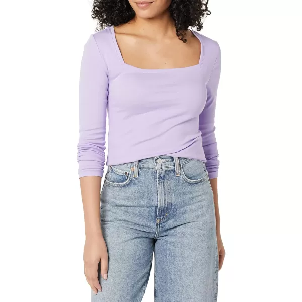 Amazon Essentials Womens SlimFit Long Sleeve Square Neck TShirtLavender