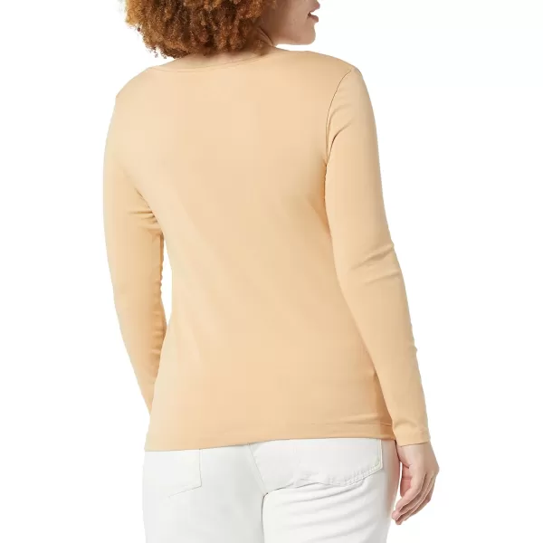 Amazon Essentials Womens SlimFit Long Sleeve Square Neck TShirtLight Camel