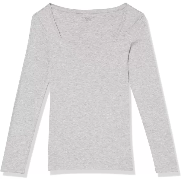 Amazon Essentials Womens SlimFit Long Sleeve Square Neck TShirtLight Grey Heather