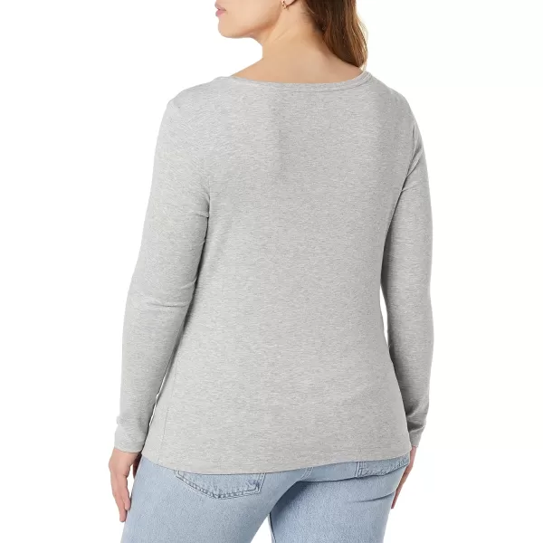 Amazon Essentials Womens SlimFit Long Sleeve Square Neck TShirtLight Grey Heather