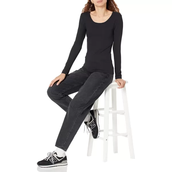 Amazon Essentials Womens SlimFit Scoop Neck Rib Sweater Available in Plus Size Pack of 2Black